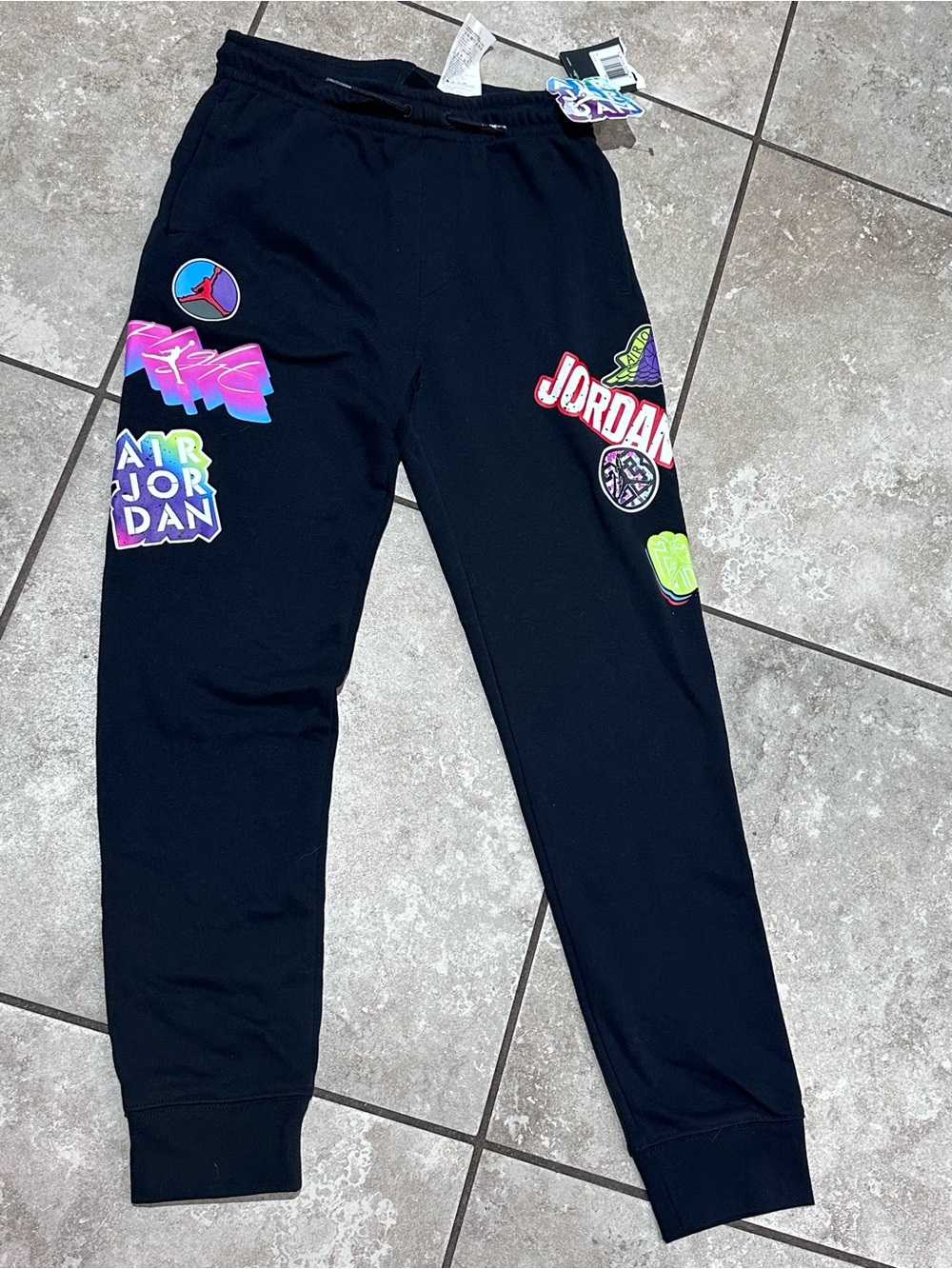 Nike Jordan Brand Black Jumpman Sticker Fleece Sweatpants Youth Large Nwt